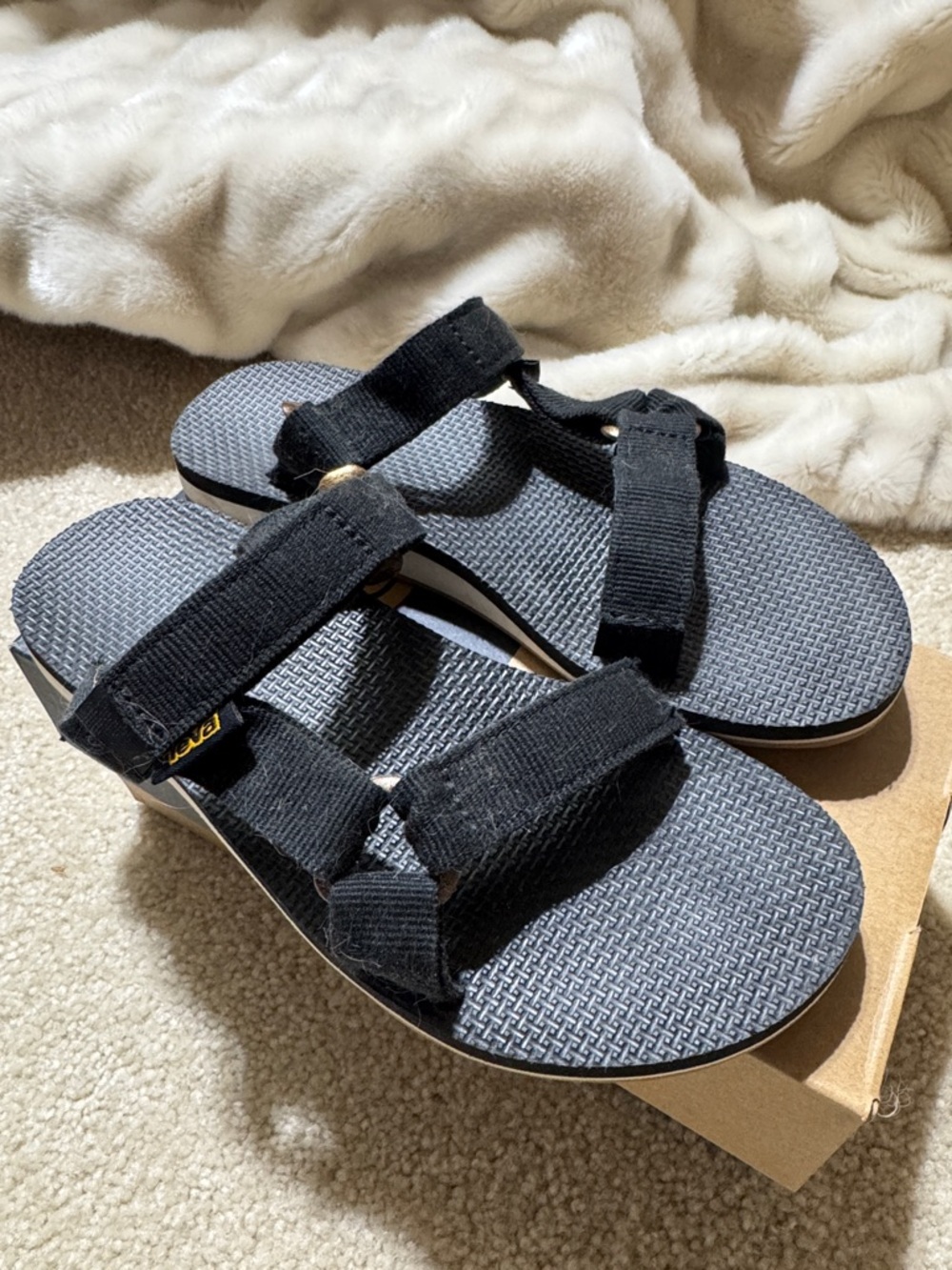 Teva Black Strap Gray Footbed Women's Sandals